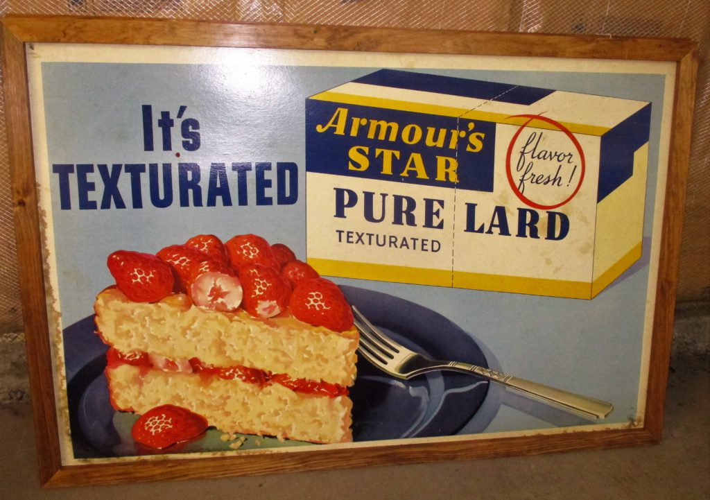 142: Armours Star Pure Lard Cardboard Sign