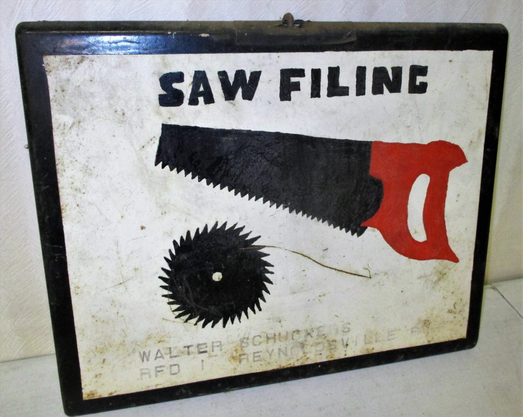 151: Hand Painted Saw Filing Sign From Reyoldsville