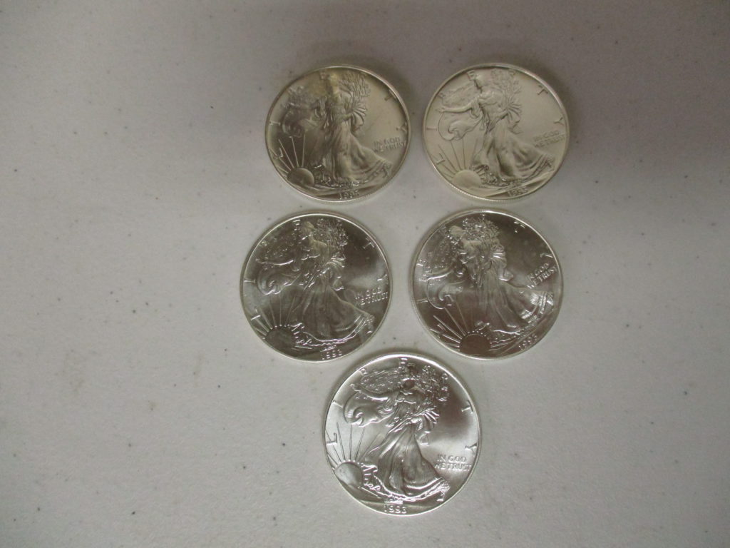 Lot 1:  (5) Silver Eagles (by The Piece Take 5)