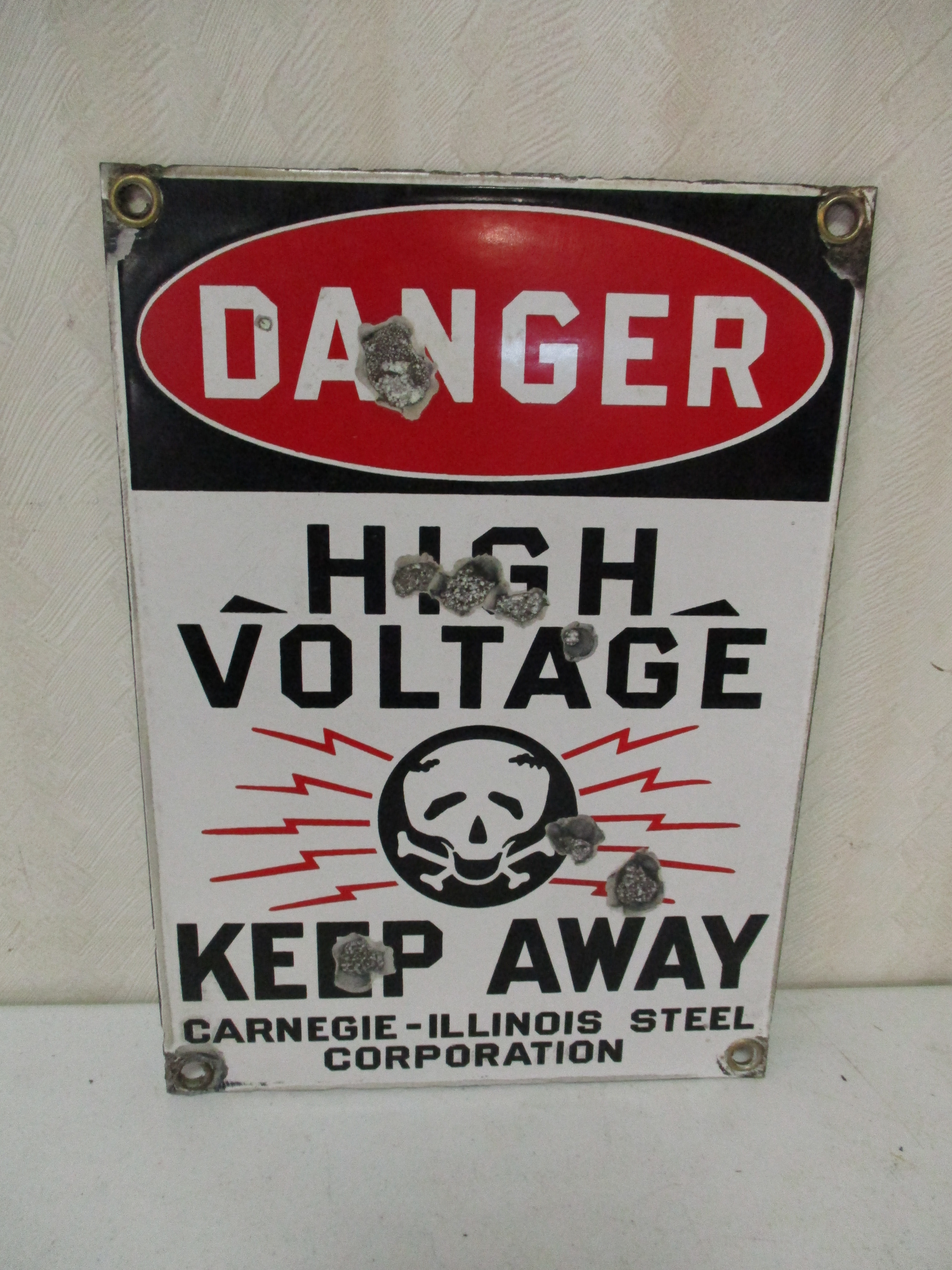 Lot 125: DANGER High Voltage Sign - Porcelain