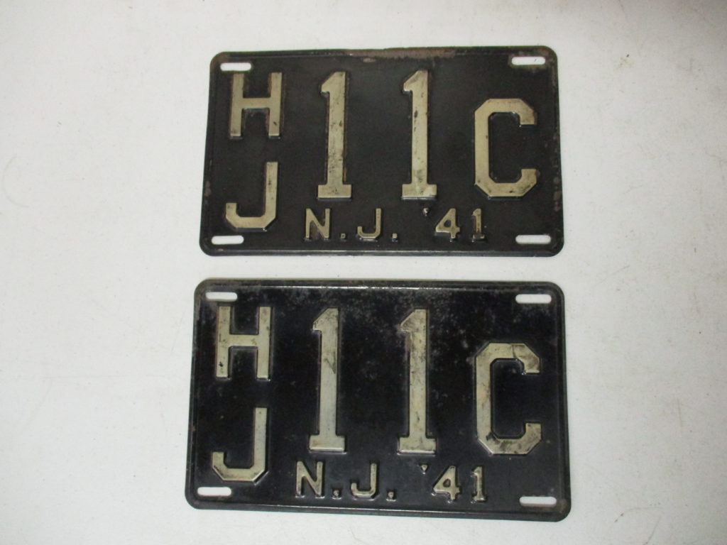 Lot 130: 1941 NJ License Plate Pair