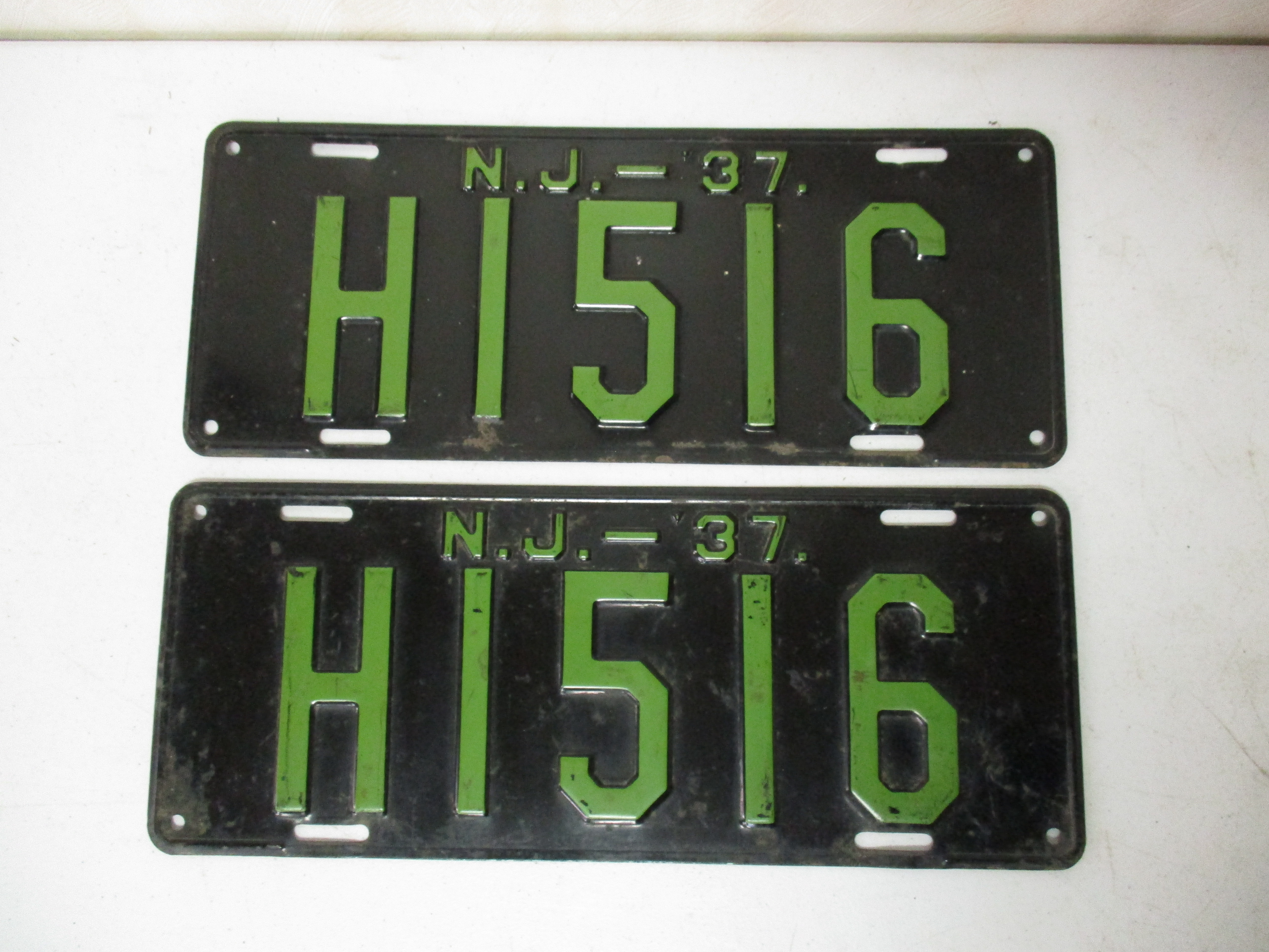 Lot 135: 1937 NJ License Plate Pair