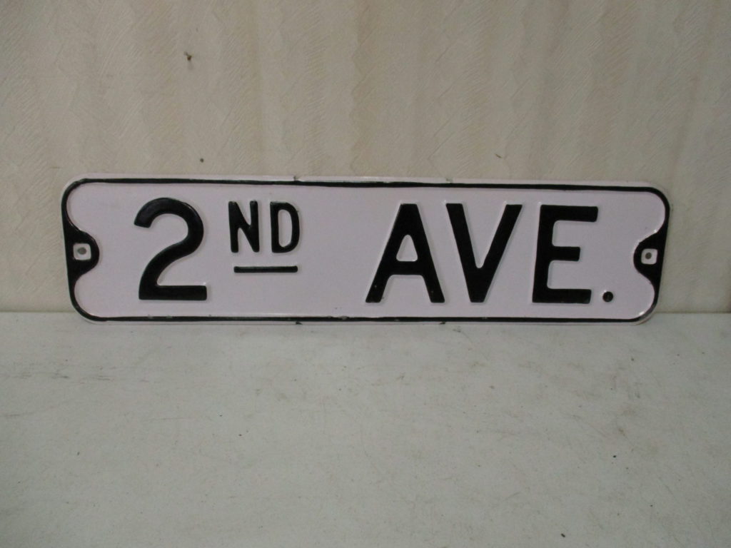 Lot 154: 2nd Avenue Street Sign