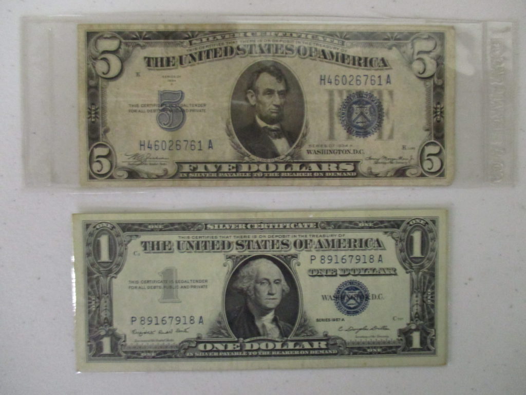 Lot 17: 1934 $5 Silver Certificate And $1 Silver Certificate