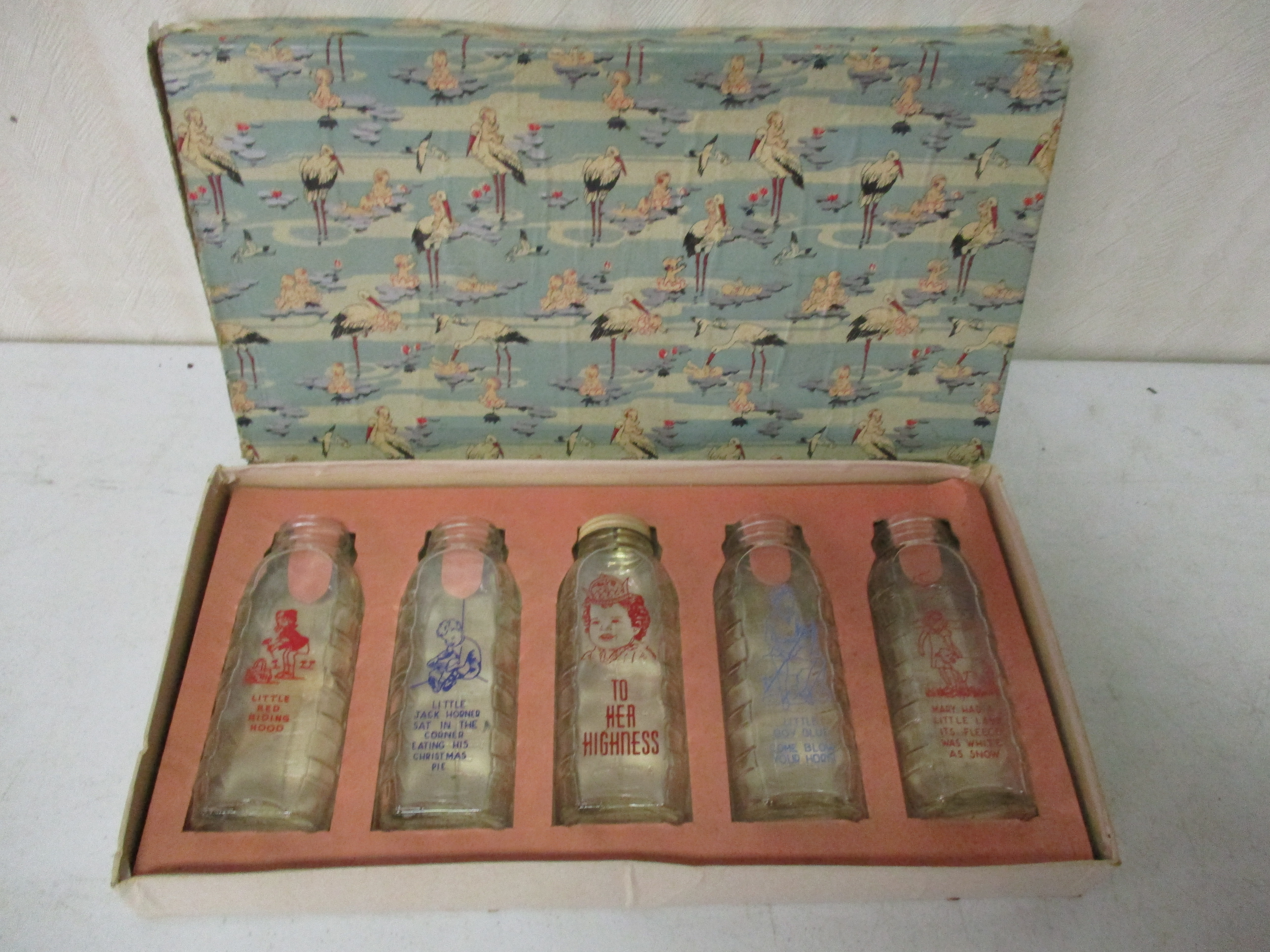 Lot 193: Moore's Dairy, OH (5) Baby Bottles With Nursery Rhymes In Original Box