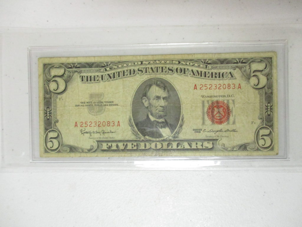 Lot 2: 1963 $5 Red Seal Note