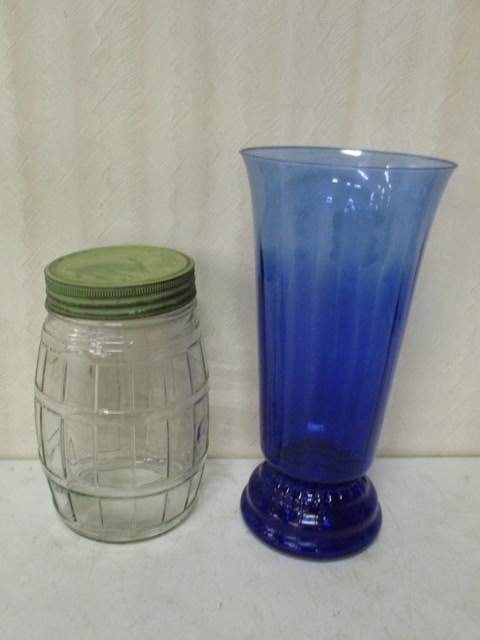 Lot 247: Pickle Jar And Blue Vase
