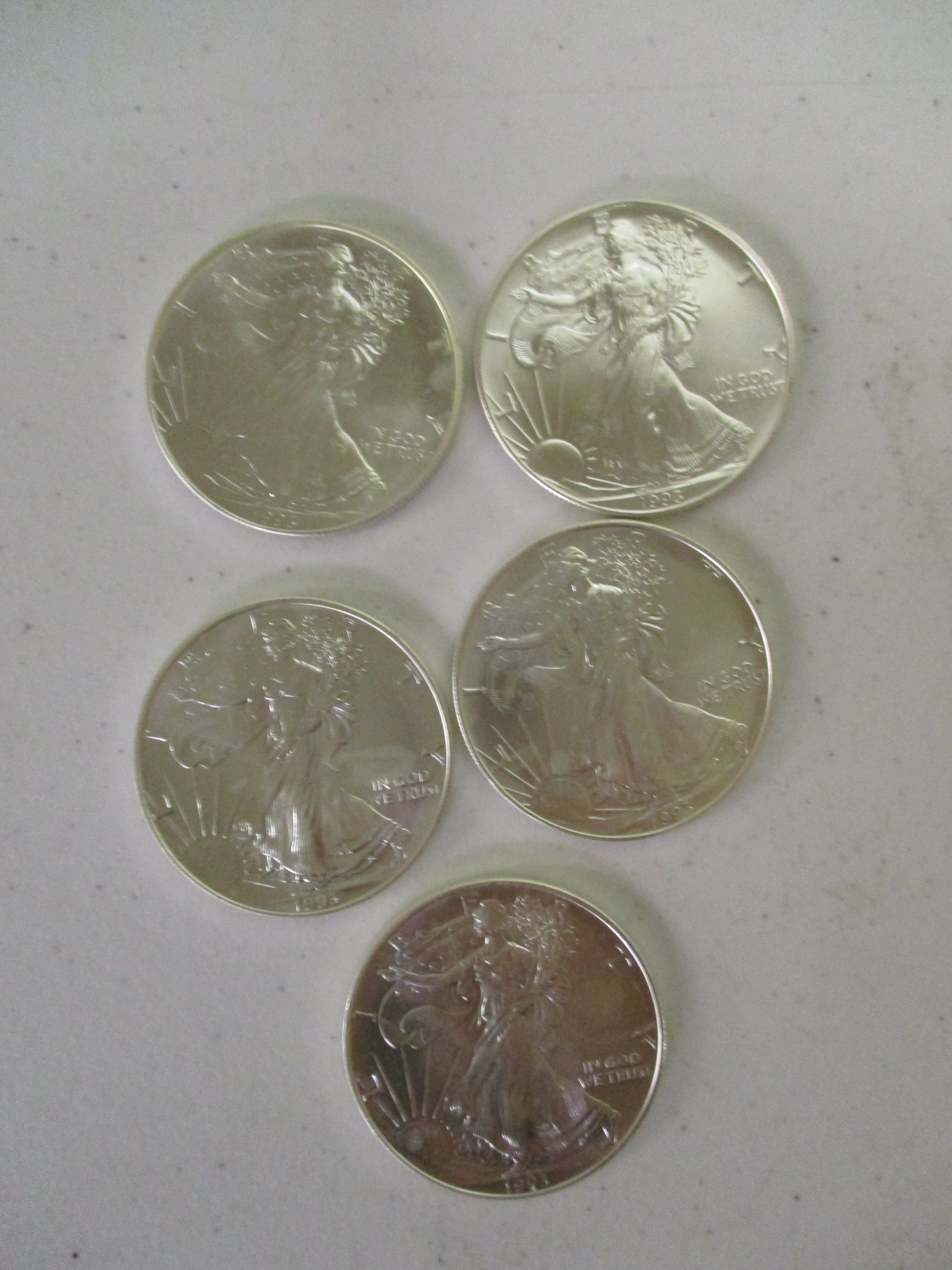 Lot 32: (5) Silver Eagles (by The Piece, Take 5)