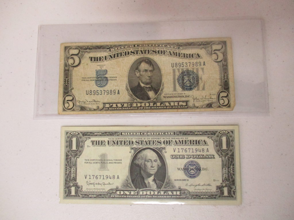 Lot 33: $5 And $1 Silver Certificates
