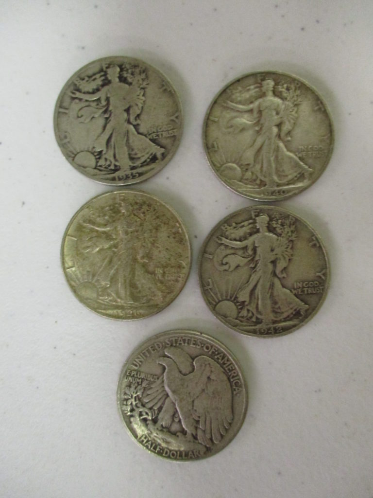 Lot 4: (5) Liberty Walking Half Dollars (by The Piece, Take 5)