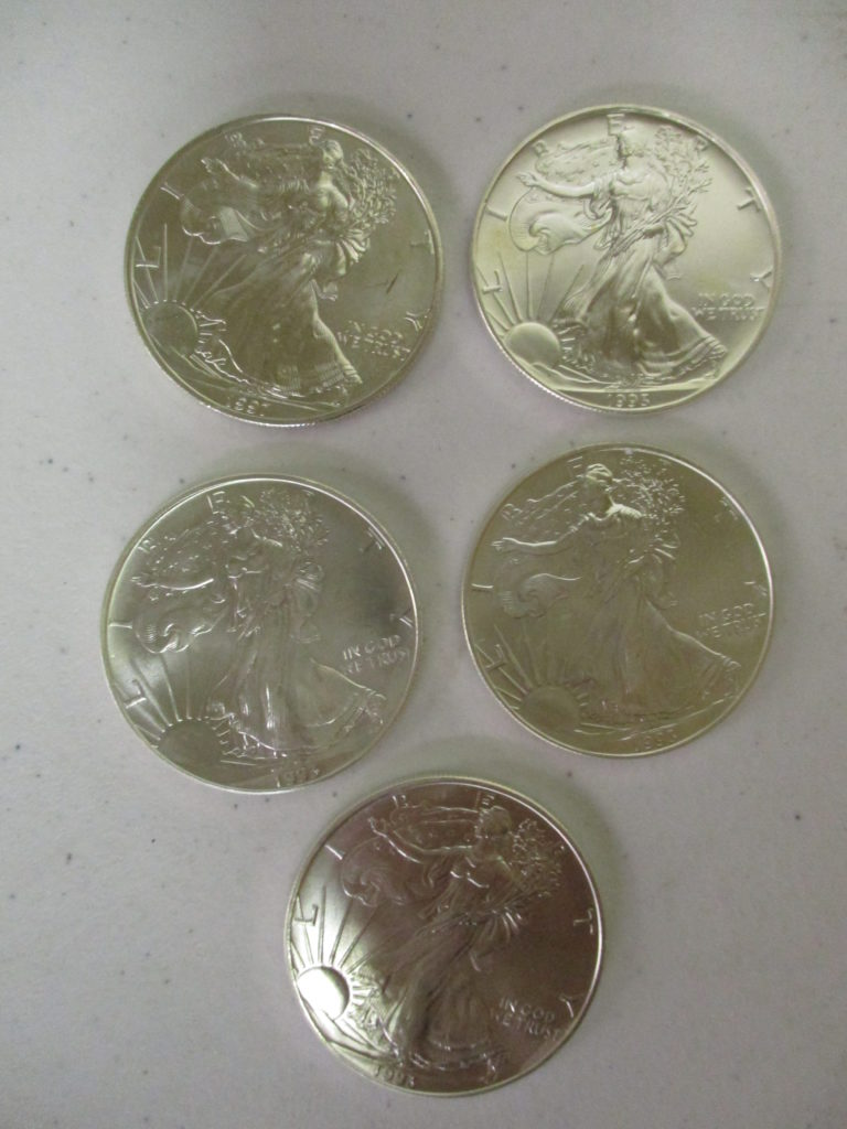 Lot 5:  (5) 1993 Silver Eagles (by The Piece, Take 5)